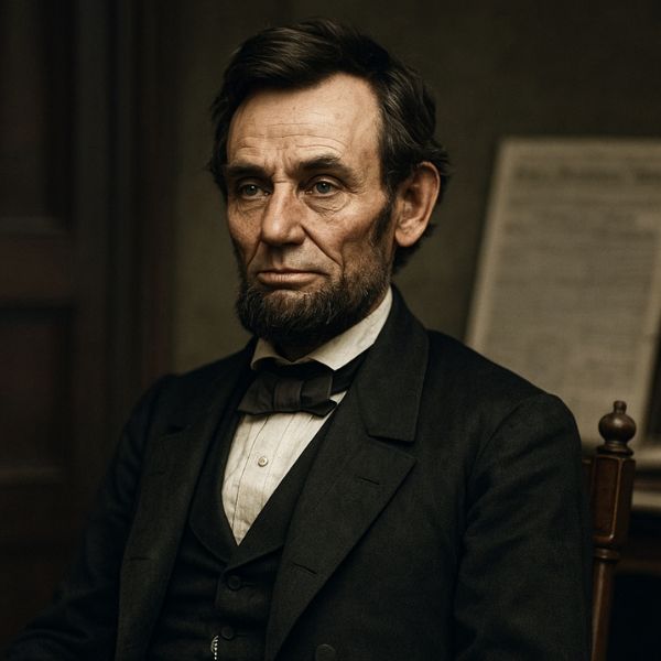 AI generated image of A realistic portrait of Abraham Lincoln showing his thoughtful expression during the Civil War era, reflecting the political opposition and challenges he faced within his own party and Congress