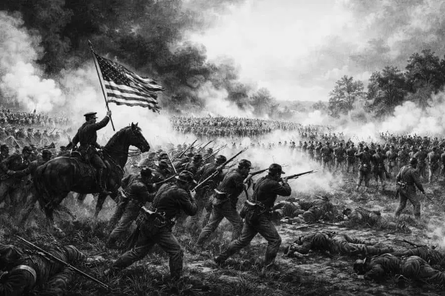 American Civil War scene linked to Abraham Lincoln biography leadership