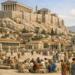 Ancient Athens city-state representing the origins of Greek democracy