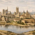 Educational illustration of major Christian heritage landmarks across Europe