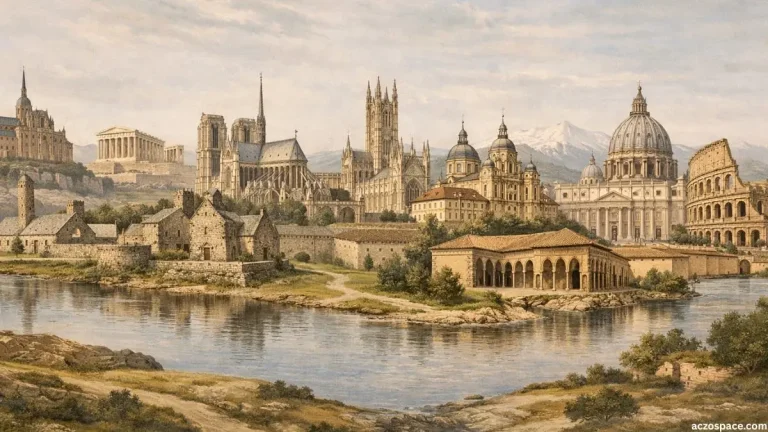 Educational illustration of major Christian heritage landmarks across Europe