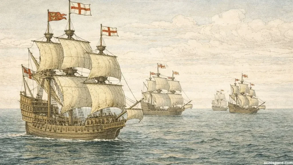 Early English naval ships used to protect coastline during medieval period