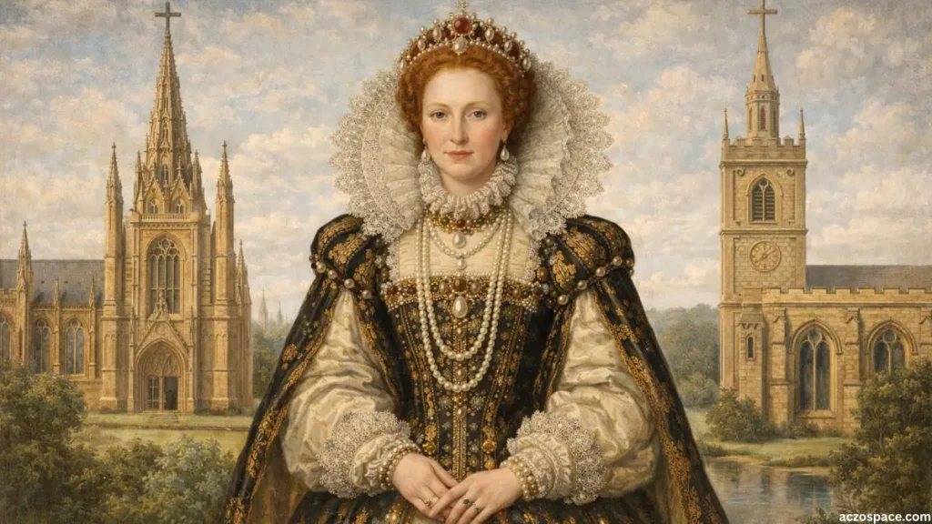 Illustration symbolizing Queen Elizabeth I’s religious reforms in England