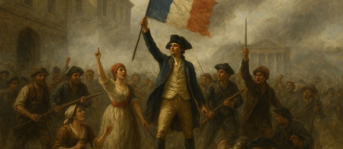 French Revolution 1789: Causes, Events & Impact AI generated image of French Revolution 1789 uprising in Paris with citizens waving the French flag and demanding liberty