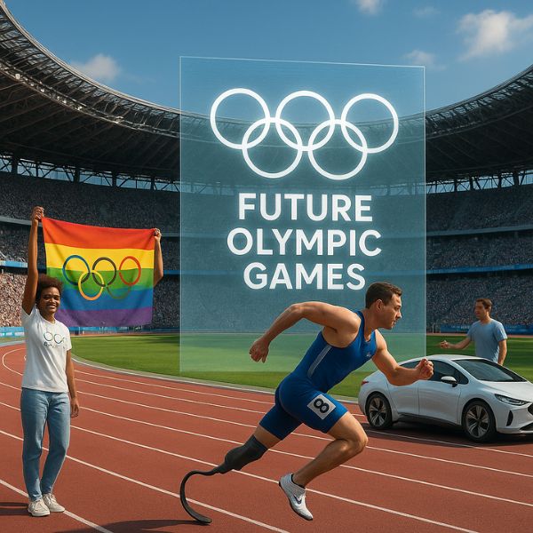 AI generated image of Future Olympic Games embracing technology, inclusivity, and sustainability in a modern stadium setting