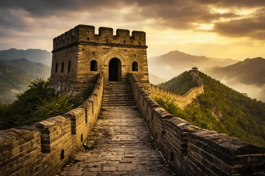 ancient watchtower showing Great Wall of China engineering design
