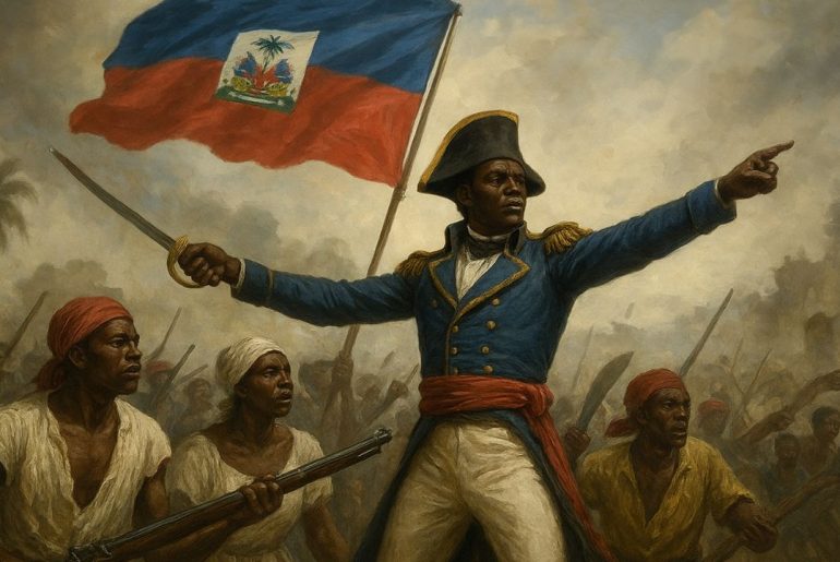 Haitian Revolution: Freedom and Nation’s Birth AI generated image of Haitian Revolution fighters leading a battle for independence and freedom in the early 1800s