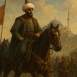 AI generated iamge of Ottoman soldiers and a leader on horseback symbolizing the rise of the Ottoman Empire from a small principality to a powerful empire