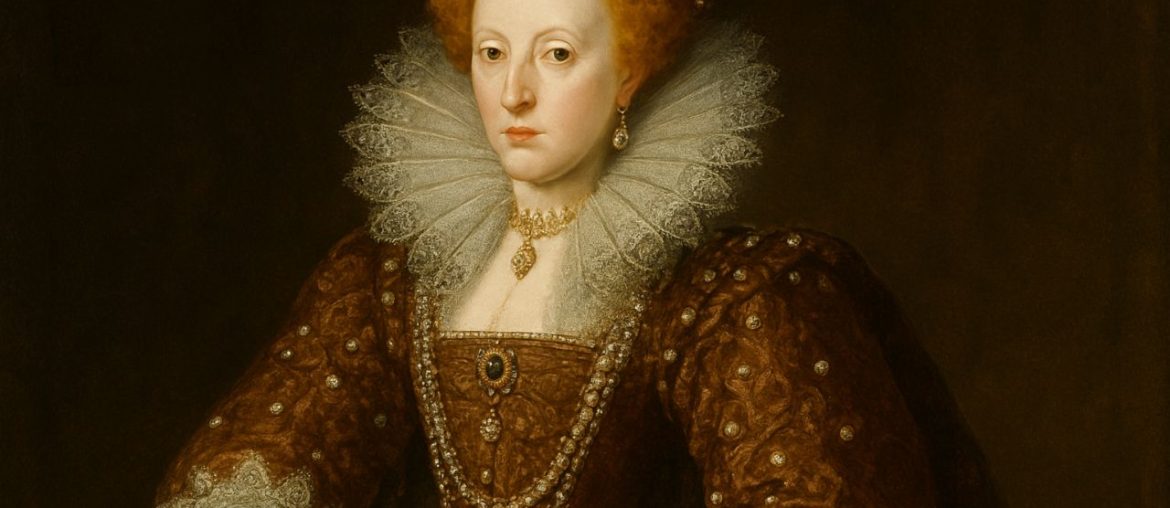 Queen Elizabeth I: England’s Influential Virgin Queen AI generated image of Portrait of Queen Elizabeth I of England wearing a royal gown and pearls