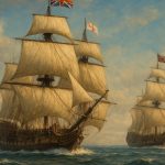 AI generated image of British Empire ships sailing during the Age of Exploration under the Union Jack