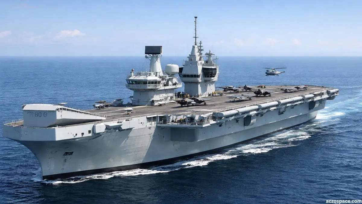Royal Navy aircraft carrier representing modern naval power and maritime security