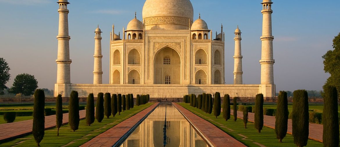 AI generated image of Taj Mahal in India, a symbol of eternal love and architectural beauty