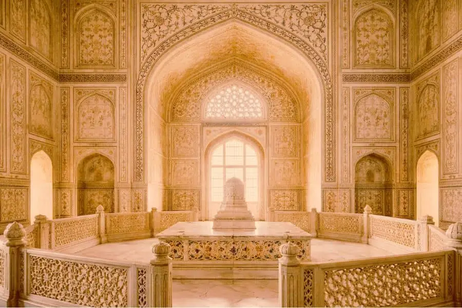 Taj Mahal interior architecture calligraphy and carvings 
