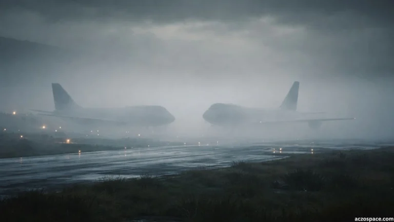 Fog-covered runway at Los Rodeos Airport during the 1977 Tenerife aviation accident