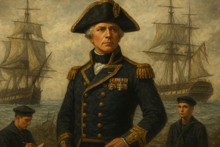 AI generated image of The Royal Navy fleet at sea symbolizing Britain’s maritime power, history, and global influence