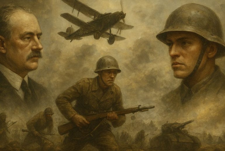 AI generated image of World War I soldiers in battle trenches symbolizing global conflict, sacrifice, and historical change