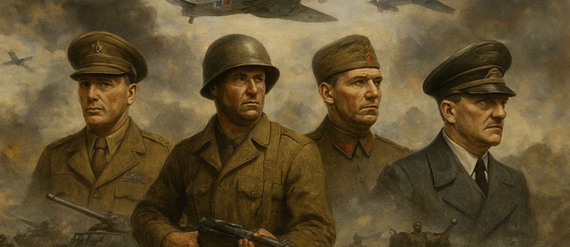 AI generated image of World War II soldiers and tanks on the battlefield representing global powers and the fight for freedom