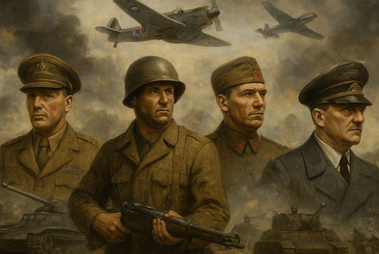 World War II: Causes, Events, Powers & Outcome AI generated image of World War II soldiers and tanks on the battlefield representing global powers and the fight for freedom