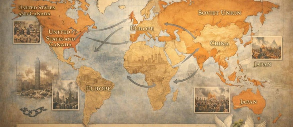 Global overview of World War II showing major regions and historical context