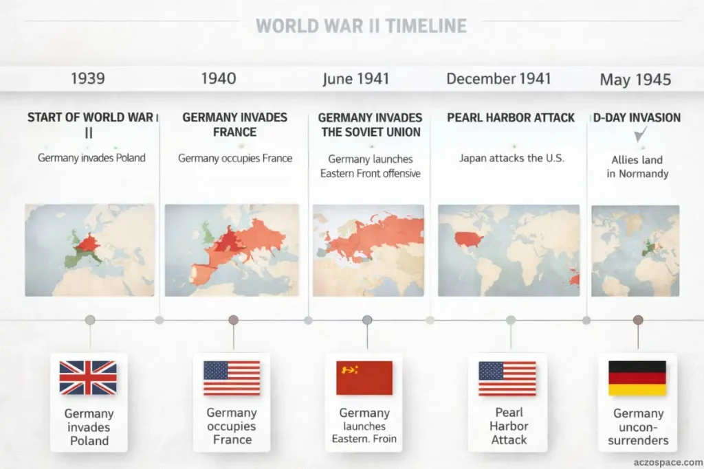 Timeline of major events during World War II from 1939 to 1945