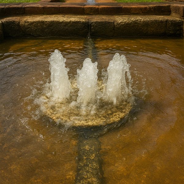 AI generated image of Ancient Sigiriya water fountain system showing hydraulic engineering in Sri Lanka’s royal gardens