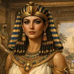 Cleopatra VII, the last queen of ancient Egypt, illustrated in royal Egyptian attire