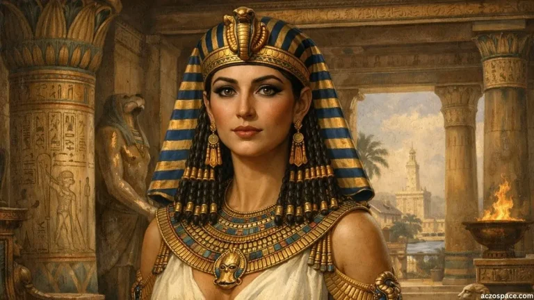 Cleopatra VII, the last queen of ancient Egypt, illustrated in royal Egyptian attire