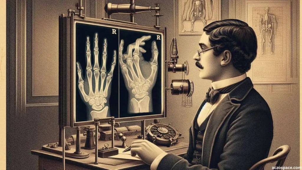 Historical illustration of early medical use of X-ray imaging