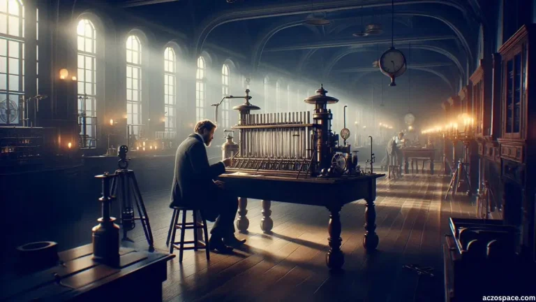 Wilhelm Conrad Röntgen conducting early X-ray experiments in a 19th century laboratory