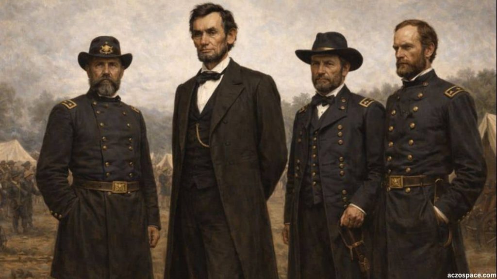 Abraham Lincoln with Union generals during the American Civil War