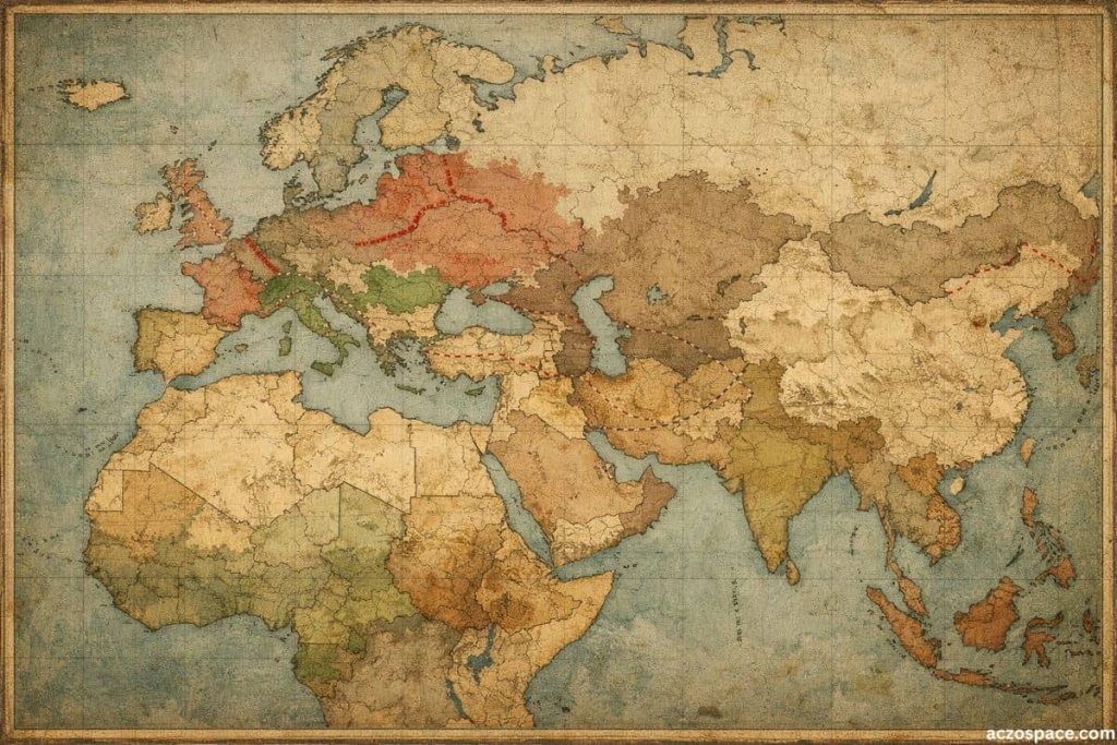 AI-generated historical illustration of the global spread of World War I from 1914 to 1918