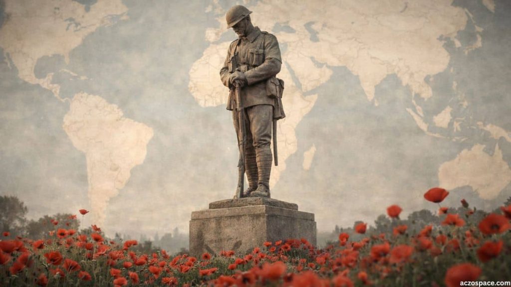 AI-generated illustration World War I memorial symbolizing peace and remembrance