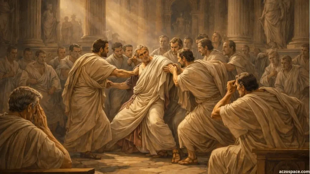 Julius Caesar’s assassination in the Roman Senate on the Ides of March