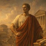 AI-generated illustration Historical representing Julius Caesar’s leadership and legacy in ancient Rome, not a real image
