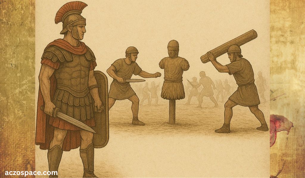 Roman soldiers training with strict discipline in ancient military practice