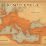 Realistic illustration of the Roman Empire on an ancient map with clean colors and soft lighting