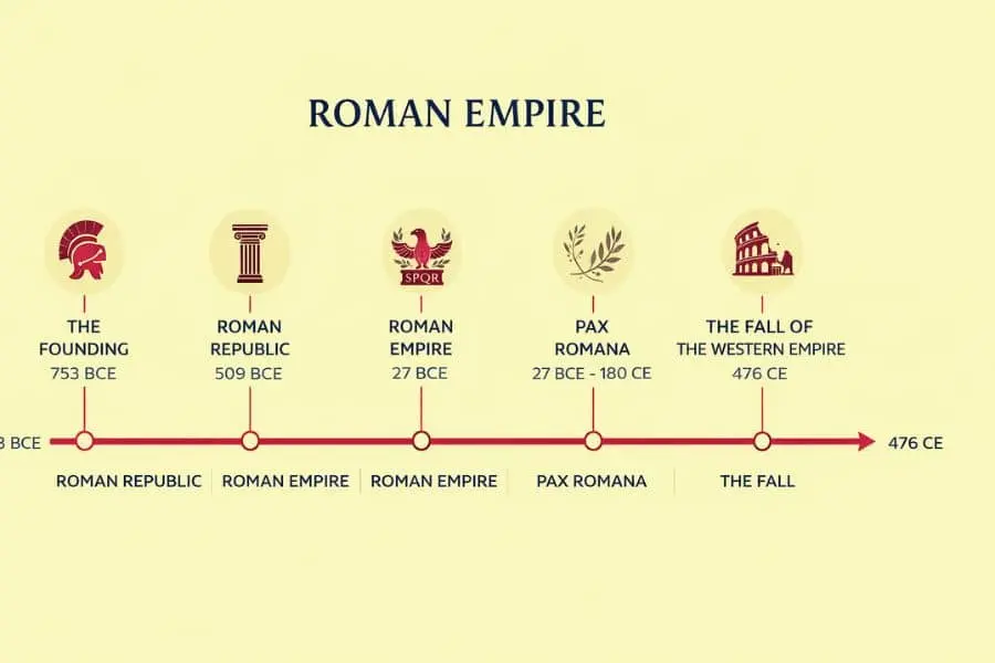 rise and fall of the Roman Empire explained simply timeline