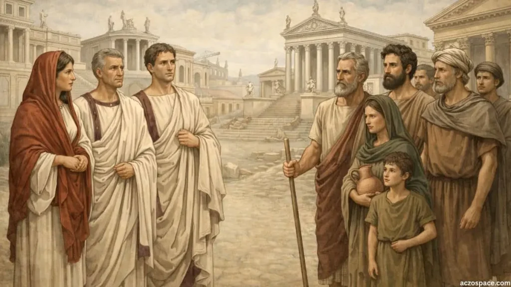 Roman social structure showing patricians and plebeians in ancient society