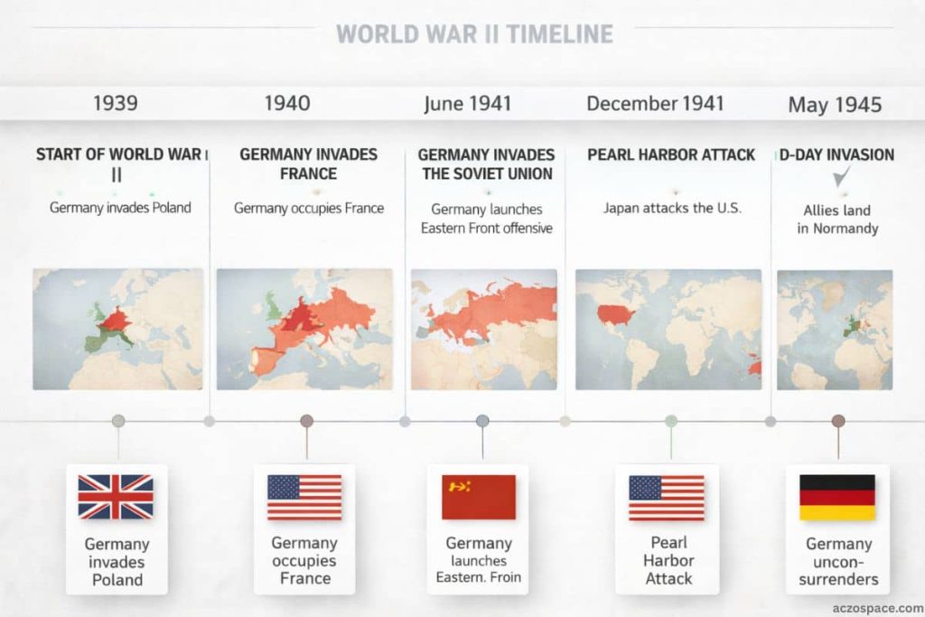 Timeline of major events during World War II from 1939 to 1945