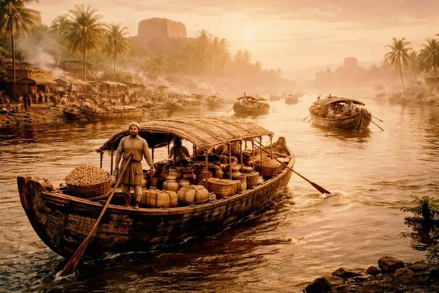 Ganges River trade routes ancient boats transportation benefits 
