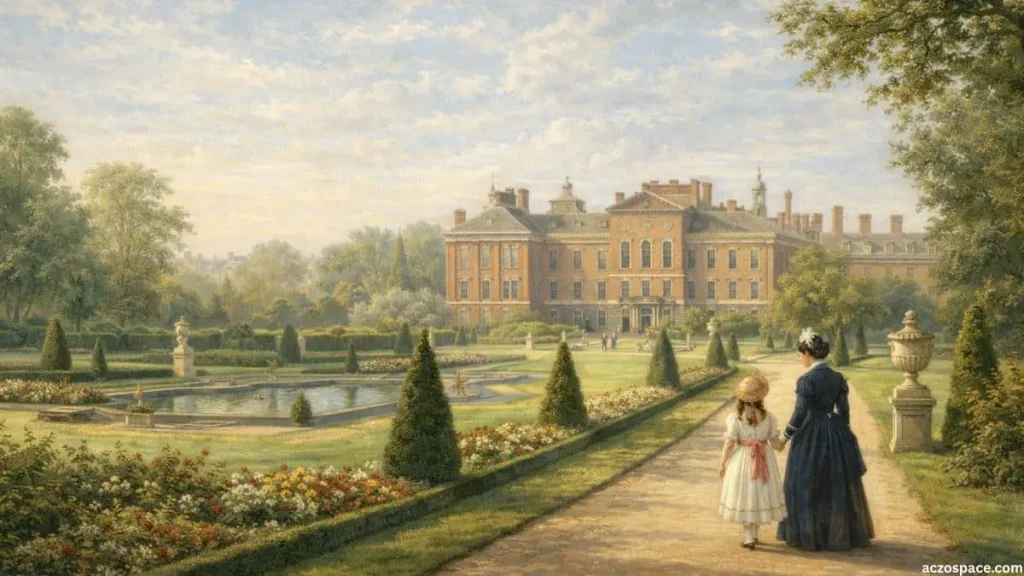 Kensington Palace gardens representing Queen Victoria childhood years