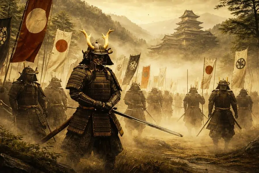 samurai warriors in battle during feudal Japan history
