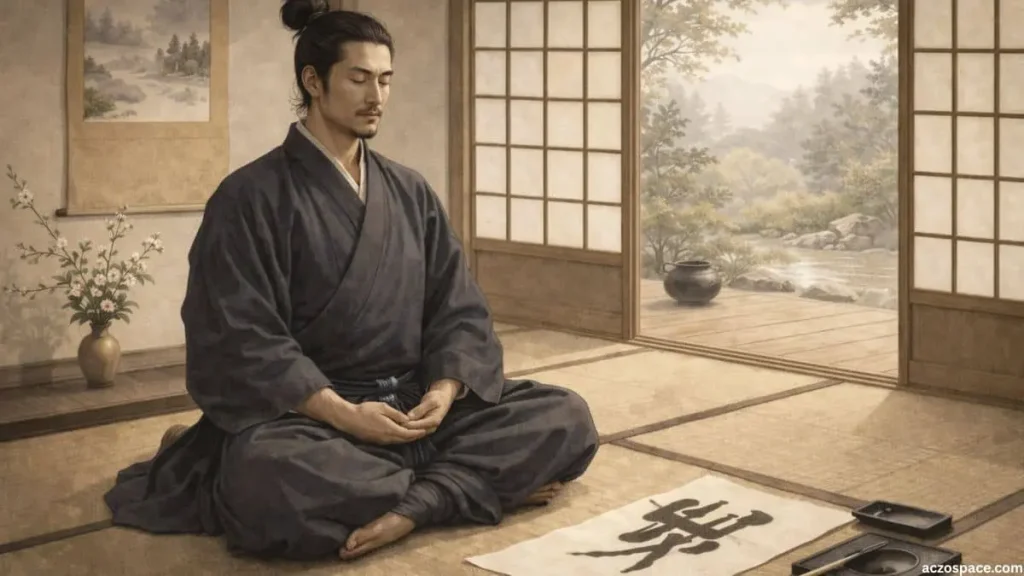 Samurai practicing discipline and Bushido philosophy in traditional Japan