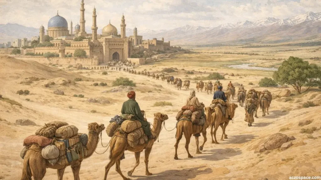 Silk Road trade routes during the Mongol Empire period