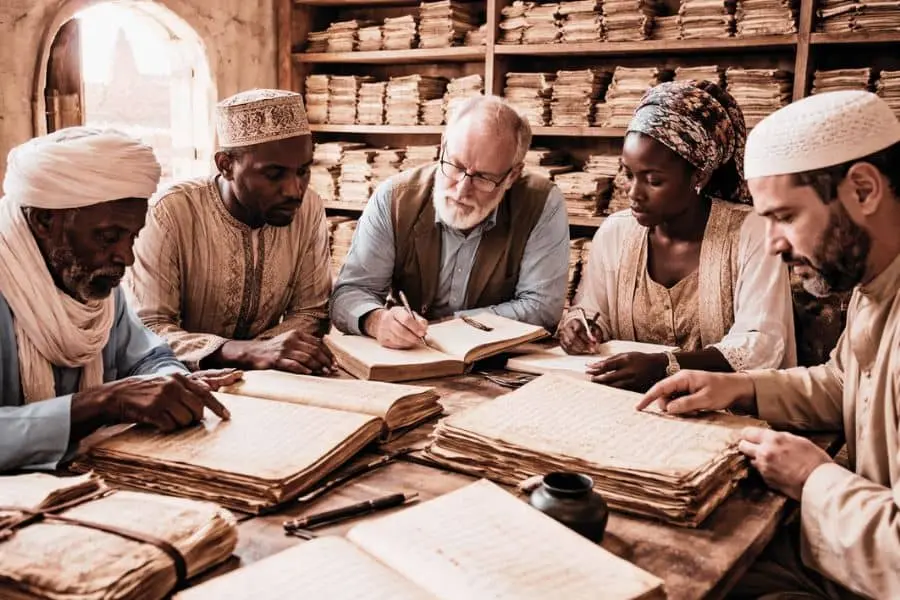 Scholars preserving Timbuktu City of Knowledge manuscripts and heritage