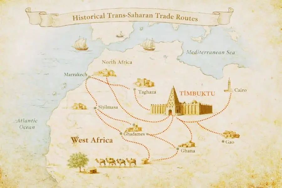 Trans-Saharan trade routes connected to Timbuktu City of Knowledge