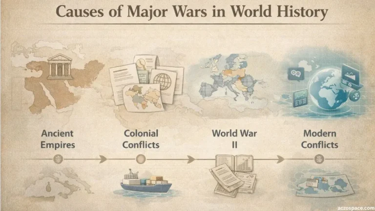 Causes of major wars in world history illustrated through timeline