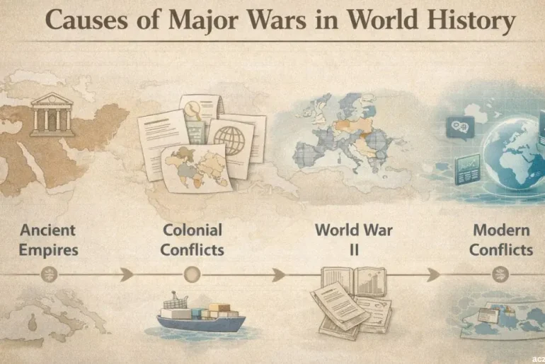 Causes of major wars in world history illustrated through timeline