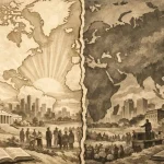 World map illustrating the division between Eastern and Western blocs during the Cold War