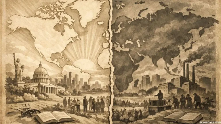 World map illustrating the division between Eastern and Western blocs during the Cold War